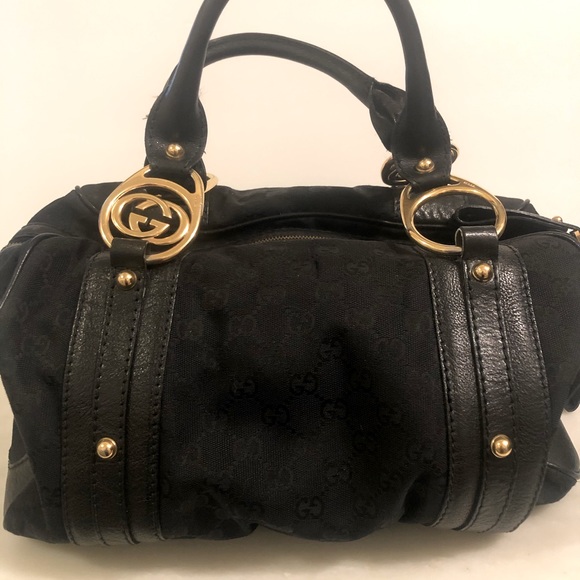 GUCCI Black Monogram GG Interlocking GG Boston - Picture 2 of 5